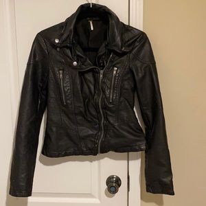 Free people black leather size 4